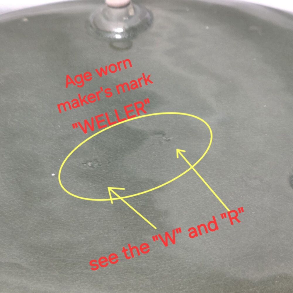 Weller Pottery Green Rosemont Large Shallow Tri-Foot Flower Bowl Plant Dish - Picture 13 of 13